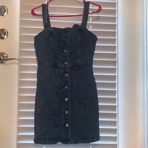 blue jean overall dress